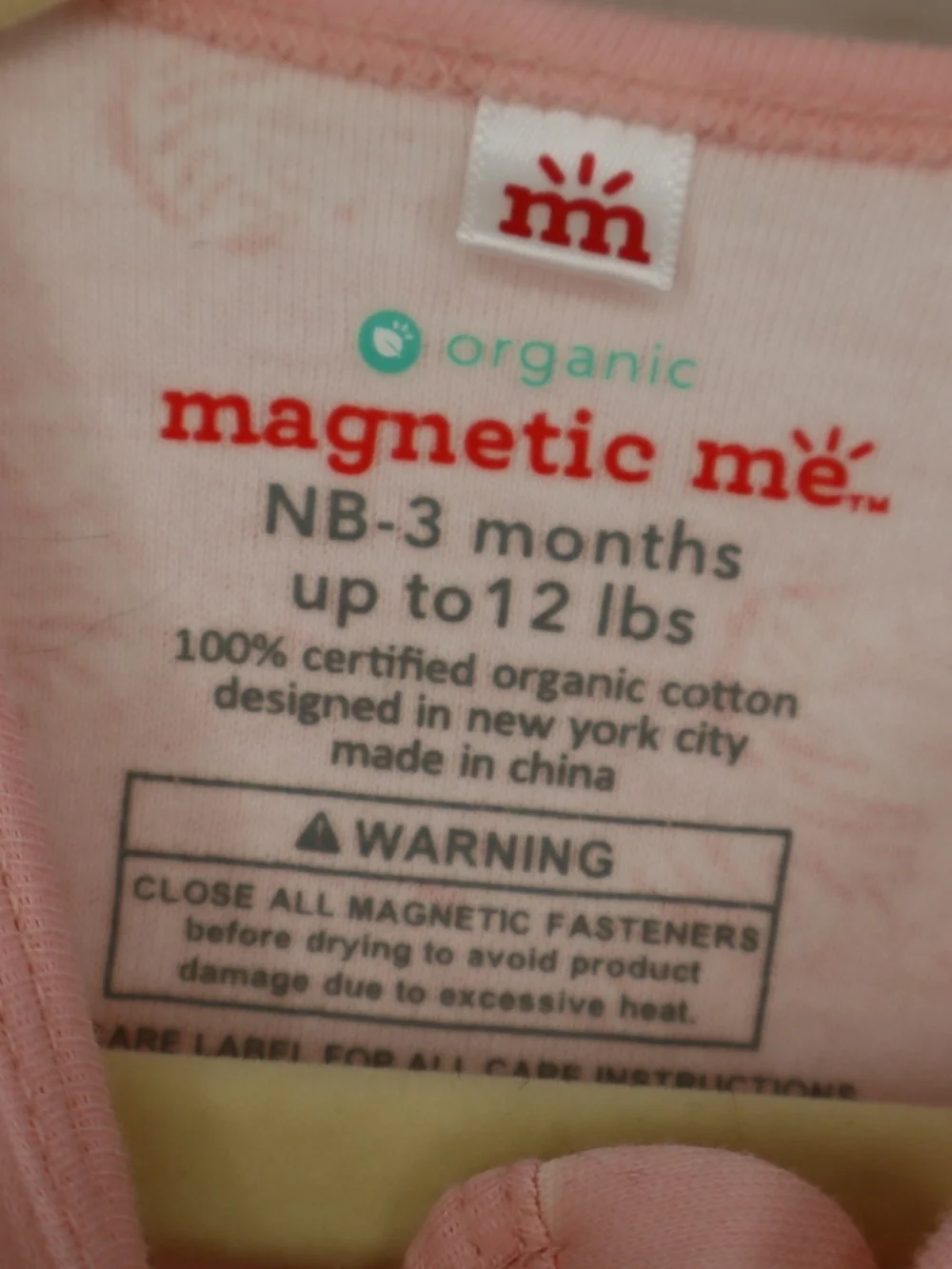 Magnetic Me Pink Organic Infant Gown Zebra Print Newborn-3 Months Organic Cotton